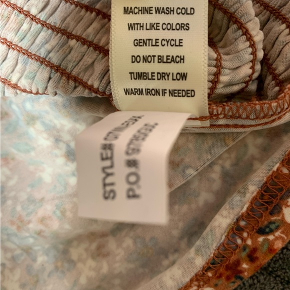 Self Esteem Brown Floral Crop Top Square Neck Side Smocking Juniors Size M - Picture 10 of 11